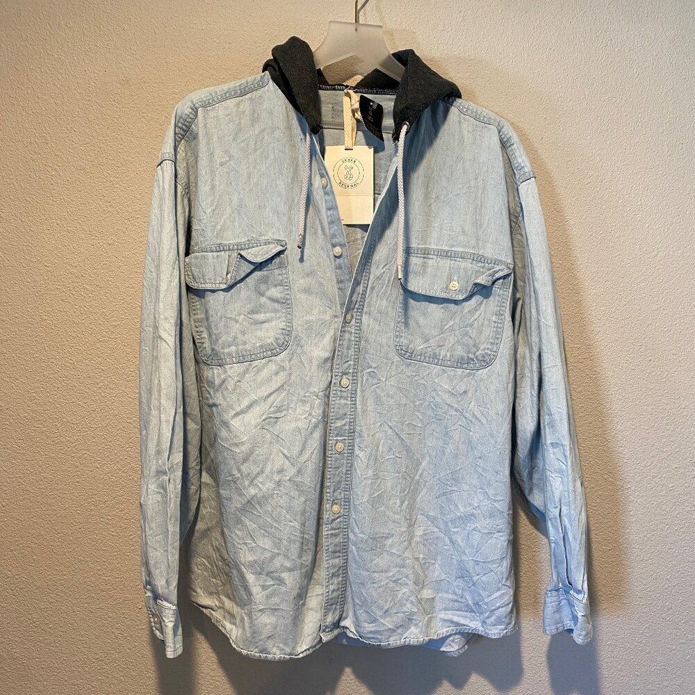 Urban Renewal Chambray Hooded Denim Shirt - Vintage Reworked Medium/Large